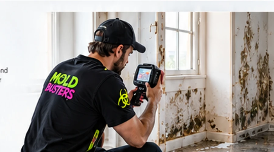 Restoration professional inspecting and documenting water or mold damage