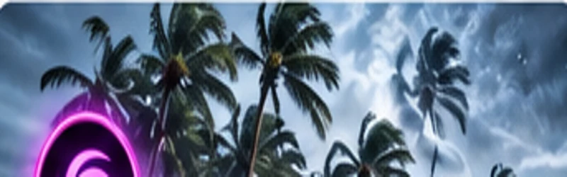 Palm trees during a tropical storm